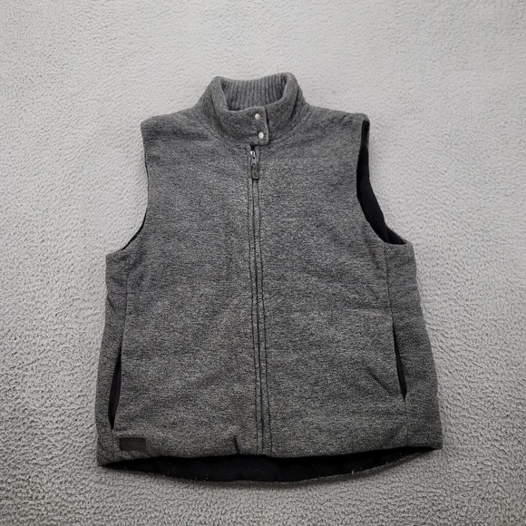 Lauren Ralph Lauren Jacket Womens Large Gray Fleece Vest Full Zip‎ Lambs Wool - Picture 1 of 15